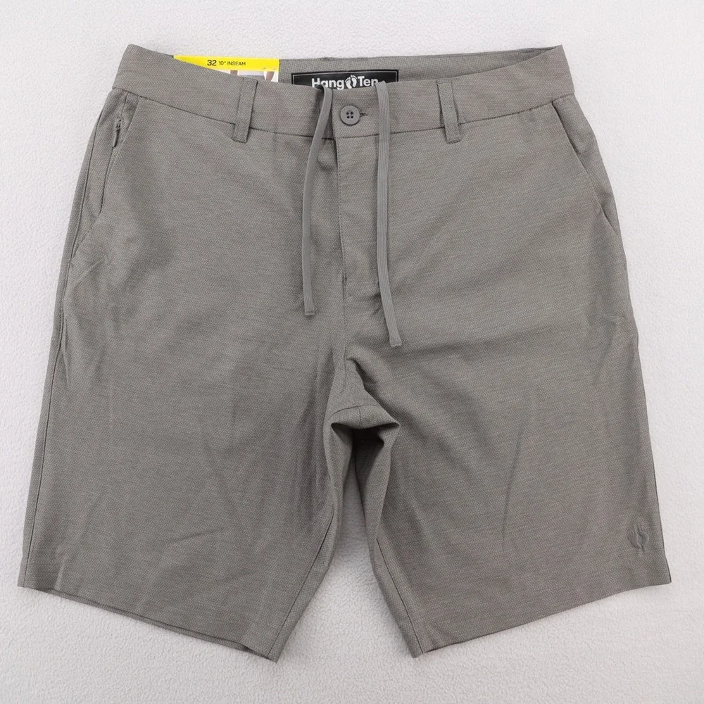 Hang Ten Mens Hybrid Walkshort Grey 4-Way‎ Stretch Quick Dry Shorts Size 32 10in